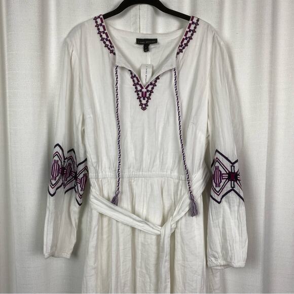 Lane Bryant White Gauze Embroidered Peasant Midi Dress Sz.16W NWT - Picture 5 of 16